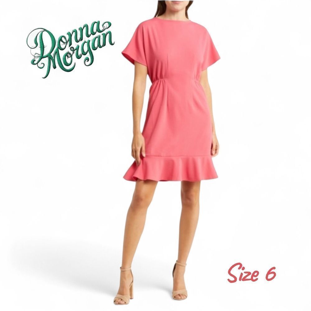 Donna Morgan Pink Dress with Ruffle Hem NWT Size 6  Retail$128
